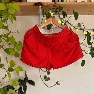 Aritzia Red Linen Blend Women's Shorts